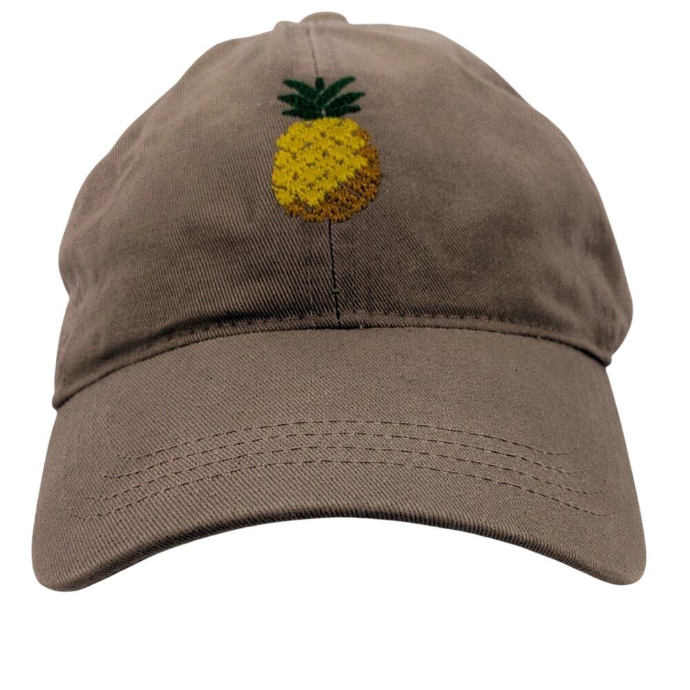 David & Young Baseball Cap Men's Adjustable Khaki Pineapple Embroidered Dad Hat